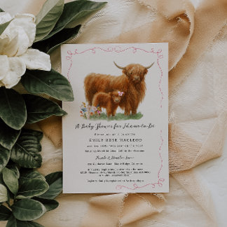 Pretty Highland Cow Baby Shower Invitation
