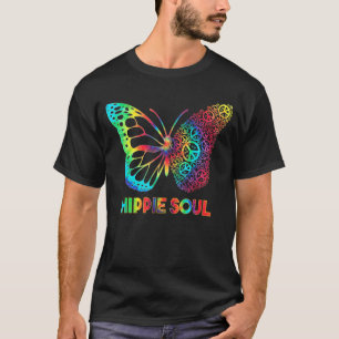 Pretty Hippie Soul Butterfly With Peace Signs Hipp T-Shirt