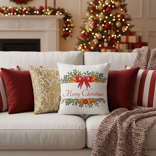 Pretty holiday banner custom cushion (Creator Uploaded)