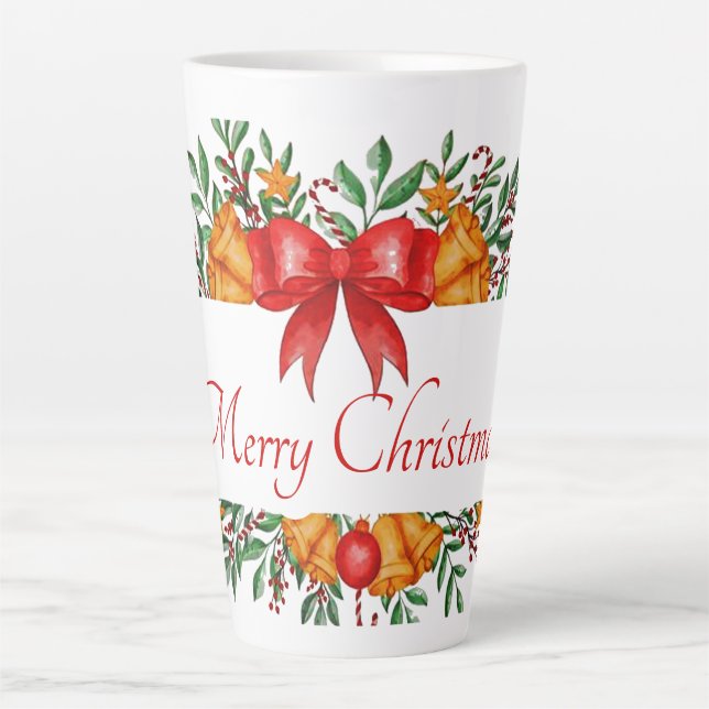 Pretty holiday banner custom latte mug (Front)