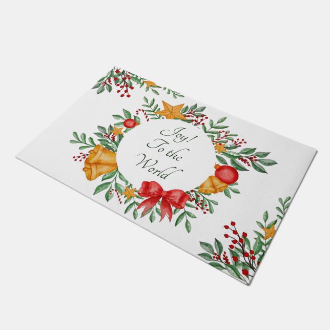 Pretty holiday frame custom doormat (Angled)