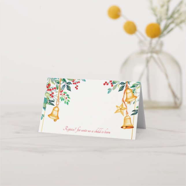 Pretty holiday frame custom place card (Front)