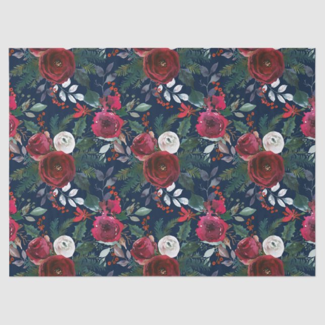 Pretty Holiday Grenadine Red Mistletoe Christmas Tissue Paper (Front)