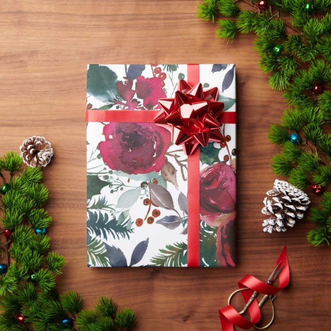 Pretty Holiday Grenadine Red Mistletoe Christmas Wrapping Paper (Holiday Gift)