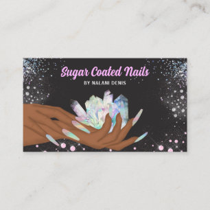 Pretty Holographic Crystal Glitter Nails Business Card