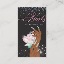 Pretty Holographic Crystal Glitter Nails