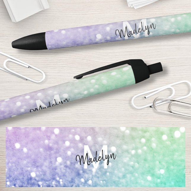 Pretty Holographic Glitter Girly Glamourous Black Ink Pen (Creator Uploaded)