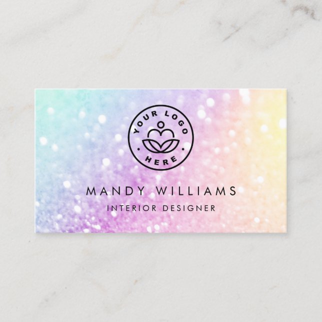 Pretty Holographic Glitter Girly Glamourous Business Card (Front)