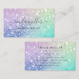 Pretty Holographic Glitter Girly Glamourous Business Card