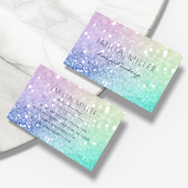 Pretty Holographic Glitter Girly Glamourous Business Card (Creator Uploaded)