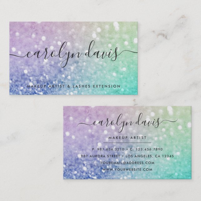 Pretty Holographic Glitter Girly Glamourous Business Card (Front/Back)