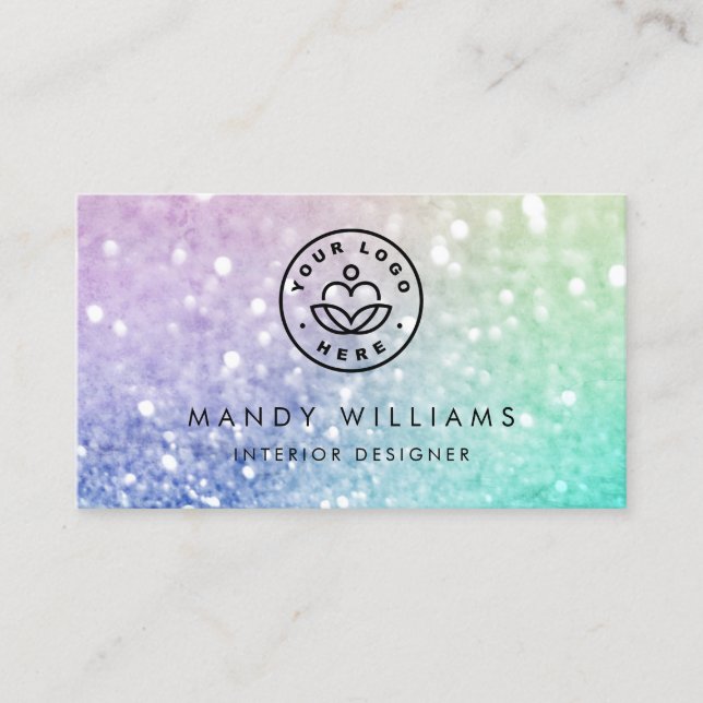 Pretty Holographic Glitter Girly Glamourous Business Card (Front)
