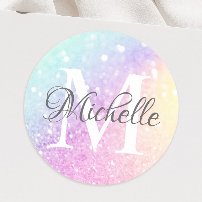 Pretty Holographic Glitter Girly Glamourous Classic Round Sticker (Creator Uploaded)