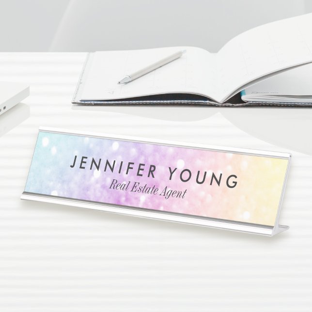 Pretty Holographic Glitter Girly Glamourous Desk Name Plate (Creator Uploaded)