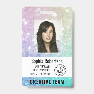 Pretty Holographic Glitter Girly Glamourous ID Badge