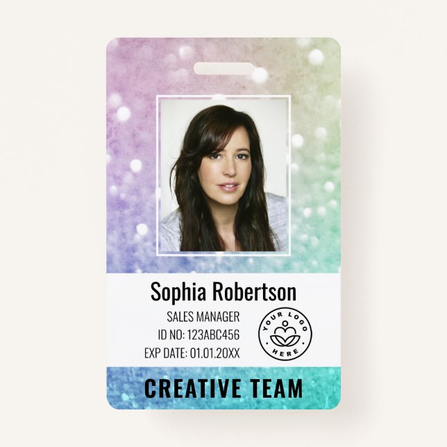 Pretty Holographic Glitter Girly Glamourous ID Badge (Front)