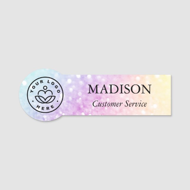 Pretty Holographic Glitter Girly Glamourous Name Tag (Front)
