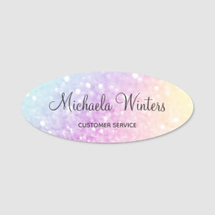 Pretty Holographic Glitter Girly Glamourous Name Tag