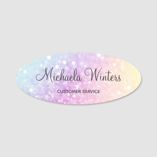 Pretty Holographic Glitter Girly Glamourous Name Tag (Front)