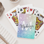 Pretty Holographic Glitter Girly Glamourous Playing Cards<br><div class="desc">Easily personalise this elegant colourful bokeh faux glitter pattern with your custom name and/or monogram.</div>