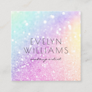 Pretty Holographic Glitter Girly Glamourous Square Business Card