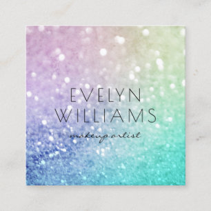Pretty Holographic Glitter Girly Glamourous Square Business Card