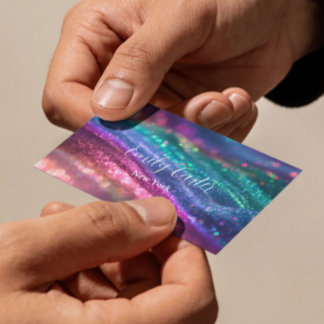 Pretty Holographic Glitter Girly neon colors Business Card