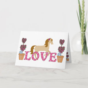 Pretty Horse and Flowers Love Valentine's Day Holiday Card