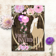 Pretty Horse and Flowers on Barnwood Birthday