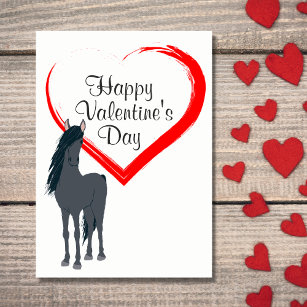 Pretty Horse and Heart Happy Valentine's Day Holiday Card