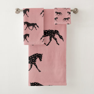 Pretty Horse and Hearts Bath Towel Set