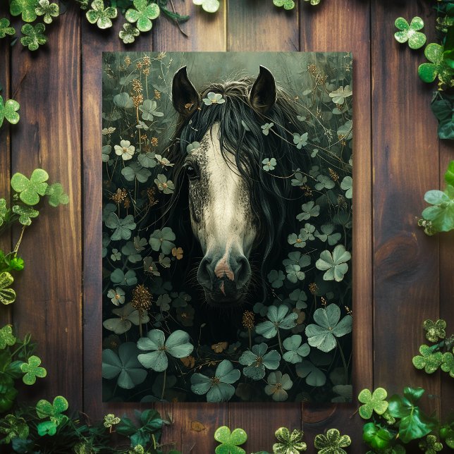 Pretty Horse and Shamrocks St Patrick's Day Card (Front - Pretty Horse and Shamrocks St Patrick's Day Card)