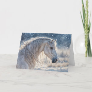 Pretty Horse in the Snow Seasons Greetings Holiday
