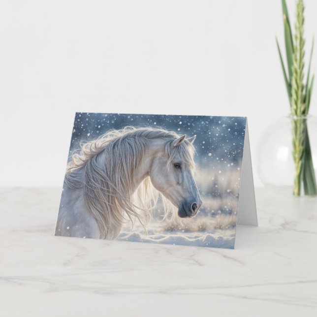 Pretty Horse in the Snow Seasons Greetings Holiday (Front)