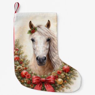 Pretty Horse in Wreath Garland Christmas Small Christmas Stocking