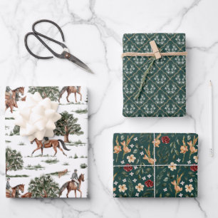 Pretty Horse Jockey Riding Birthday Wrapping Paper Sheet