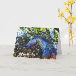 Pretty Horse Statue in a Park Birthday Pun Card