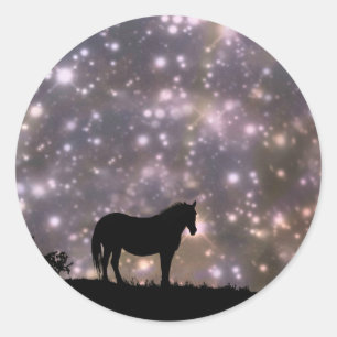 Pretty Horse Stickers, Horse and Stars Classic Round Sticker
