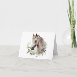 Pretty Horse with Flower Wreath BLANK  Card