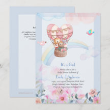 Pretty Hot Air Balloon Animals Baby Girl Shower