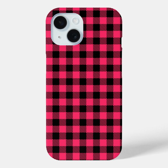 Pretty Hot Pink Buffalo Plaid Patterns Case-Mate iPhone Case (Back)