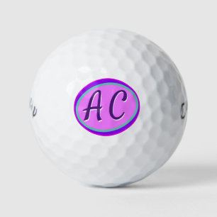 Pretty Hot Pink Large Bright Monogram Golf Balls