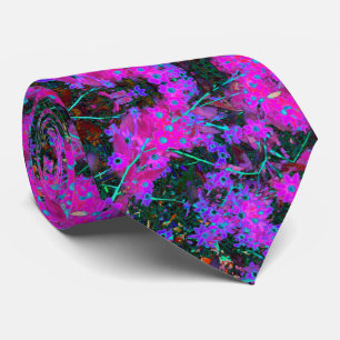 Pretty Hot Pink, Magenta and Aqua Blue Flowers Tie