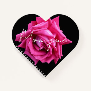 Pretty hot pink rose floral beautiful stylish fun notebook