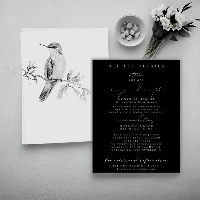 Pretty Hummingbird Wedding Details Enclosure Cards (Creator Uploaded)
