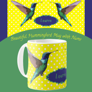 Pretty Hummingbirds with Yellow Polka Dots Coffee Mug