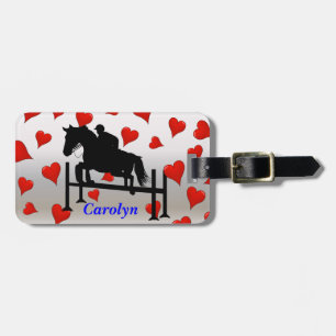 Pretty Hunter Jumper Horse & Rider Luggage Tag