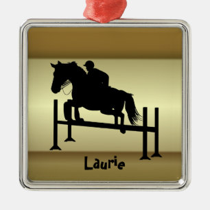 Pretty Hunter Jumper Silhouette Metal Tree Decoration
