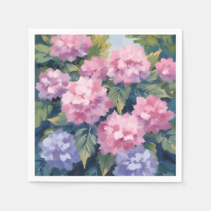 Pretty Hydrangea Blooms Floral Watercolor Napkin