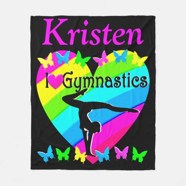 PRETTY I LOVE GYMNASTICS PERSONALIZED BLANKET (Front)
